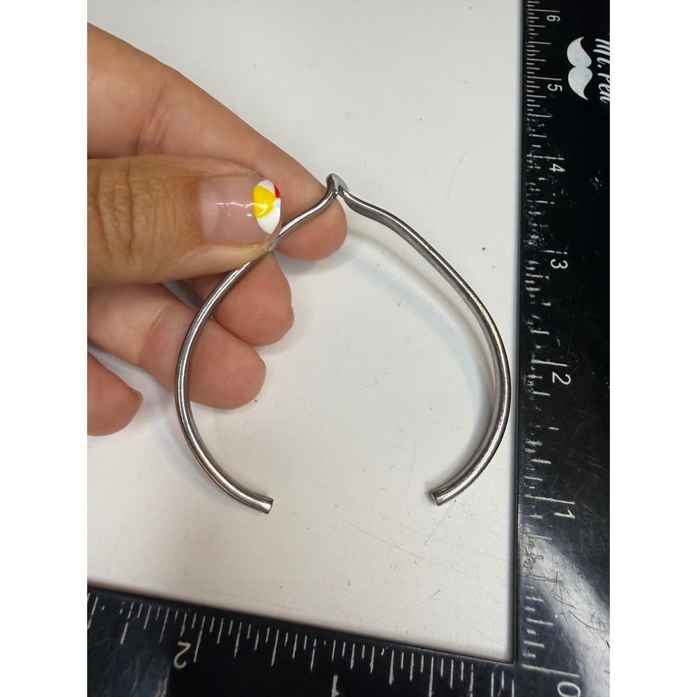 Silver Tone Wishbone Cuff Bracelet Minimalist Open Band V Shape Jewelry